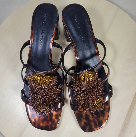 Rebecca Minkoff Raygan Beaded Tortoise Block Heel Sandals Size 7.5 - Picture 12 of 12